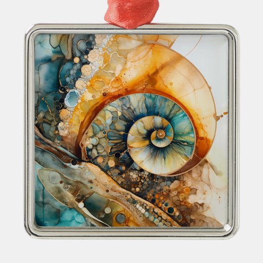 Ammoniet Gem Fossiele Kerstversiering Metalen Ornament (Voorkant)