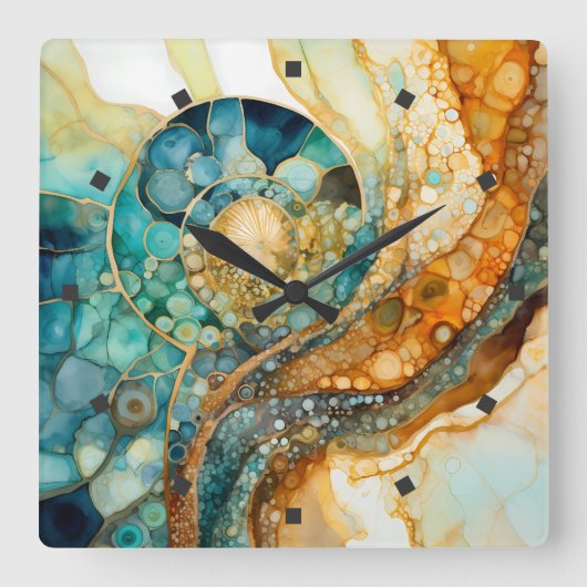 Ammoniet Gem Fossiele Wandklok (Voorkant)