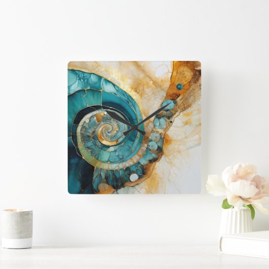 Ammoniet Gem Fossiele Wandklok (Huis)