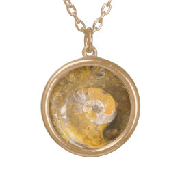 Ammonite Fossil en andere fossiele brandstoffen in Goud Vergulden Ketting