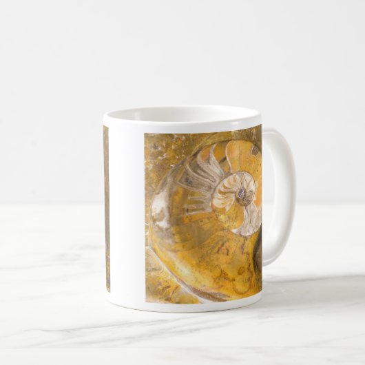 Ammonite Fossil Koffiemok (Voorkant rechts)