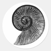 Ammonite Fossil Ronde Sticker (Voorkant)