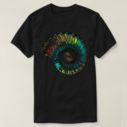 Ammonite Fossil Vector Opalescent Glass Patroon T-shirt (Design voorkant)