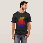 Ammonite Red Blue Yellow Fossil Design T-shirt (Voorkant volledig)