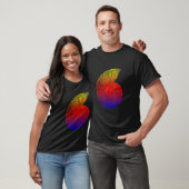 Ammonite Red Blue Yellow Fossil Design T-shirt (Unisex)