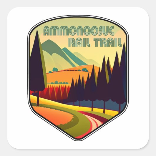 Ammonosous Rail Trail New Hampshire Kleuren Vierkante Sticker (Voorkant)