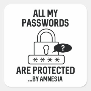 Amnesia Passwords Vierkante Sticker