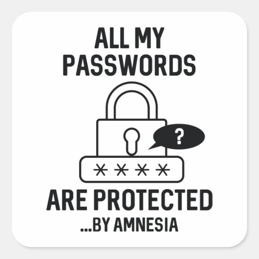 Amnesia Passwords Vierkante Sticker (Voorkant)
