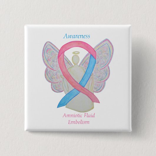Amniotic Fluid Embolism Awareness Angel Ribbon Pin Vierkante Button 5,1 Cm (Voorkant)