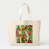 AMO LA VIDA Blue Green Floral Letters Grote Tote Bag (Voorkant)