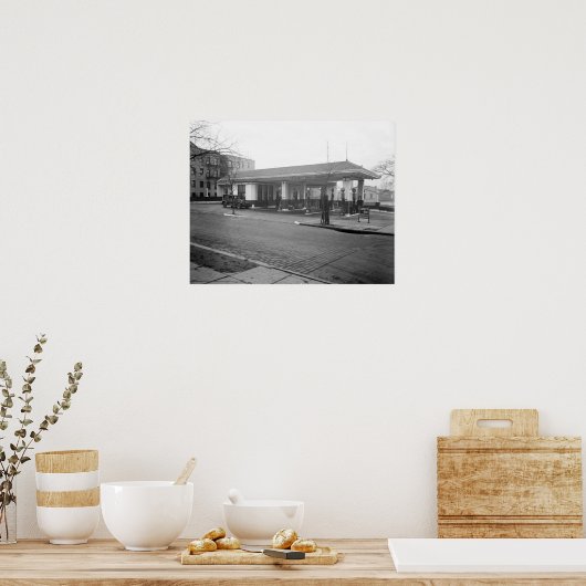 Amoco Gas Station, 1925. foto Poster (Keuken)