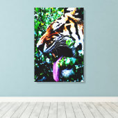 Amoer Tijger 16x24 (40x60cm) waccna Canvas Afdruk (Insitu (Houten vloer))