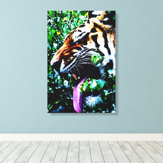 Amoer Tijger 16x24 (40x60cm) waccna Canvas Afdruk (Insitu (Houten vloer))