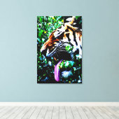 Amoer Tijger 24x36 (60x90cm) waca Canvas Afdruk (Insitu (Houten vloer))