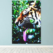 Amoer Tijger 40x60 (100x150cm) waccna Canvas Afdruk (Insitu (Houten vloer))