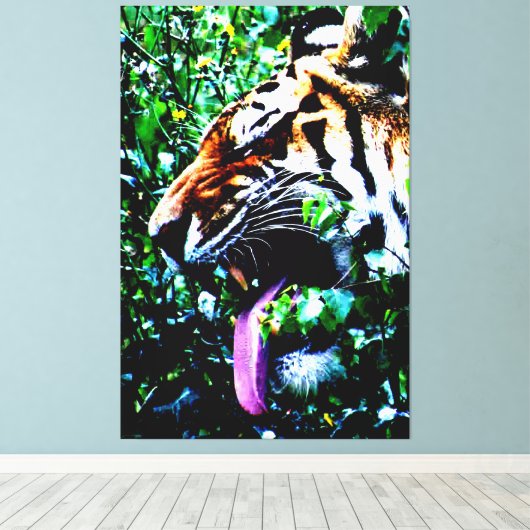 Amoer Tijger 40x60 (100x150cm) waccnm Canvas Afdruk (Insitu (Houten vloer))