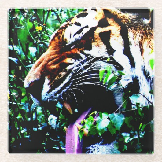 Amoer tijger coastercnm glazen onderzetter (Voorkant)