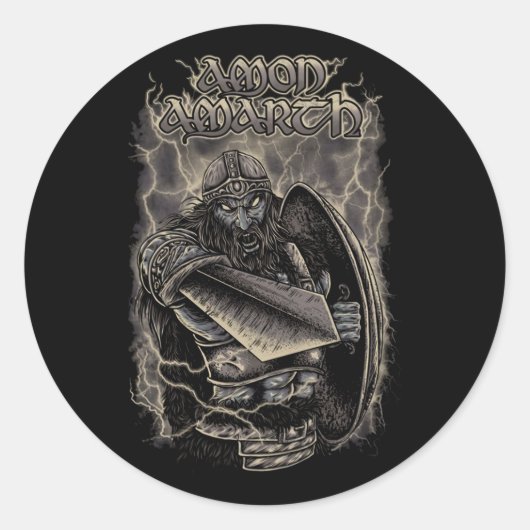 Amon Amarth Retro Fan Design Ronde Sticker (Voorkant)