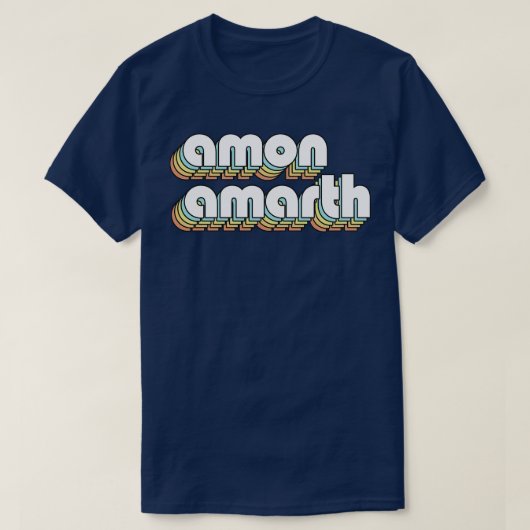 Amon Amarth Retro Rainbow Typography Vervaagde sti T-shirt (Design voorkant)