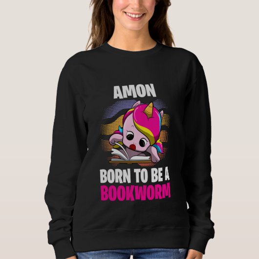 Amon geboren als boekworm gepersonaliseerd trui (Voorkant)