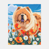 AMONG THE POPPIES Chow  Fleece Deken (Voorkant)