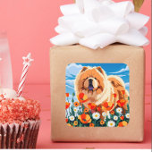 AMONG THE POPPIES Chow Vierkante Sticker