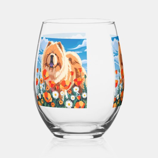 AMONG THE POPPIES Chow Wijnglas Zonder Voet (Voorkant)