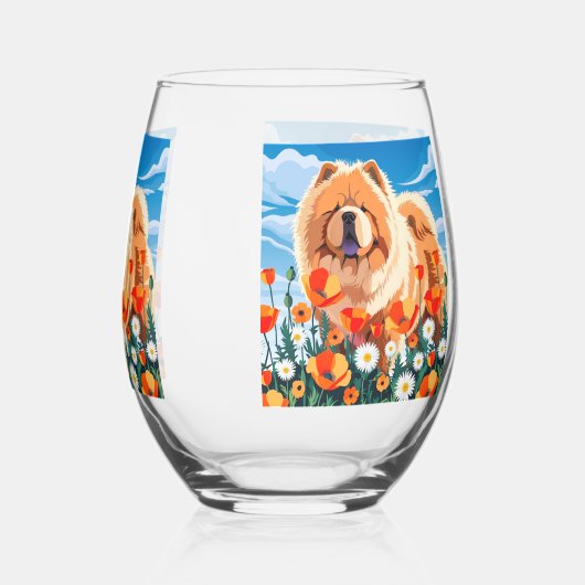 AMONG THE POPPIES Chow Wijnglas Zonder Voet (Achterkant)