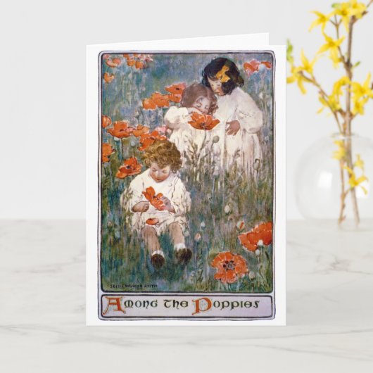 Among the Poppies, Jessie Willcox Smith Kaart (Gele Bloem)