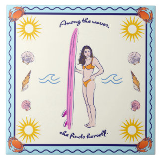 Among the waves, she finds herself. tegeltje