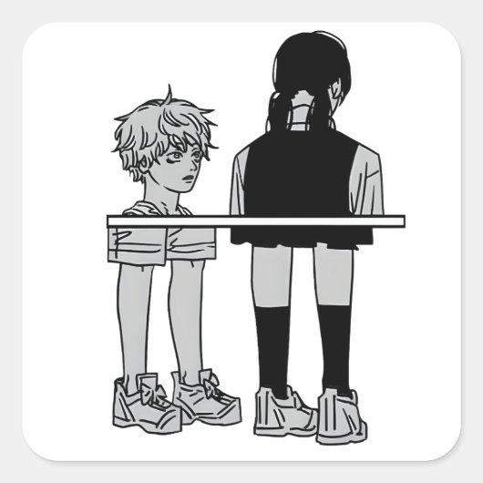 Among Us Denji & Asa  Vierkante Sticker (Voorkant)