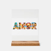 AMOR Acrylic Sign with Vibrant Beach Couples Acryl Bord (Voorkant)