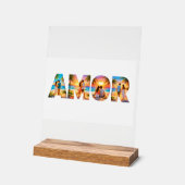 AMOR Acrylic Sign with Vibrant Beach Couples Acryl Bord (Hoek)