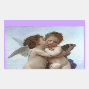 Amor and Psyche as Children /Angels First Kiss Rechthoekige Sticker