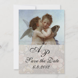 Amor and Psyche as Children Wedding Party Monogram Kaart