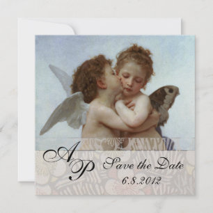 Amor and Psyche as Children Wedding Party Monogram Kaart