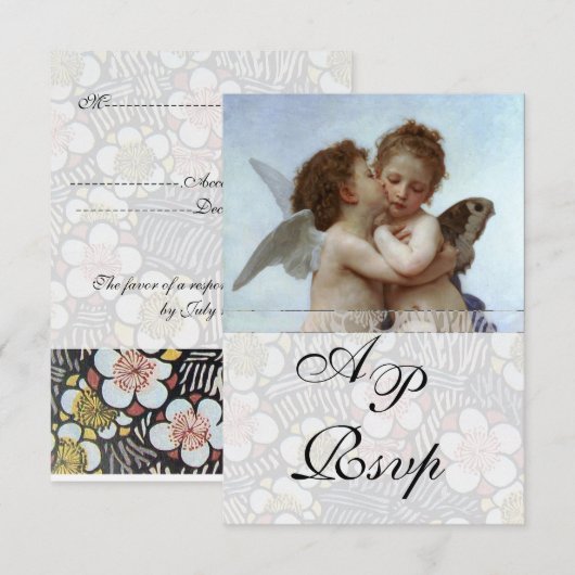 Amor and Psyche as Children Wedding Party Monogram Kaart (Voorkant / Achterkant)