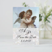 Amor and Psyche as Children Wedding Party Monogram Kaart (Staand voorkant)