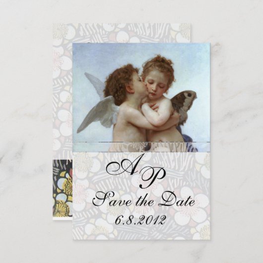 Amor and Psyche as Children Wedding Party Monogram Kaart (Voorkant / Achterkant)