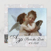 Amor and Psyche as Children Wedding Party Monogram Kaart (Voorkant / Achterkant)