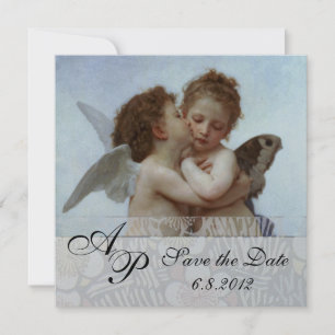 Amor and Psyche as Children Wedding Party Monogram Kaart