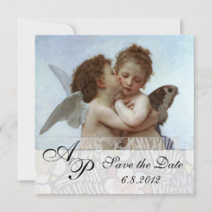 Amor and Psyche as Children Wedding Party Monogram Kaart