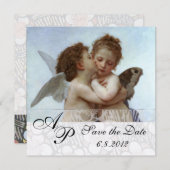 Amor and Psyche as Children Wedding Party Monogram Kaart (Voorkant / Achterkant)