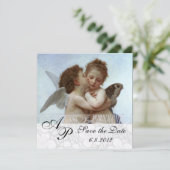 Amor and Psyche as Children Wedding Party Monogram Kaart (Staand voorkant)