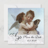 Amor and Psyche as Children Wedding Party Monogram Kaart (Voorkant)