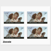 Amor and Psyche as Children Wedding Party Monogram Rechthoekige Sticker (Vel)