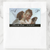 Amor and Psyche as Children Wedding Party Monogram Rechthoekige Sticker (Tas)