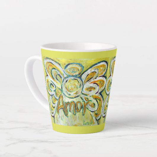 Amor Angel Word Art Custom Latte Mok Cup (Linkerhoek)