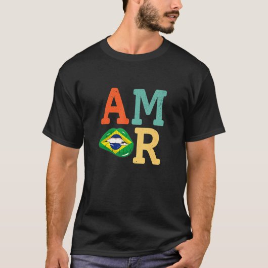 Amor Brazil flag lips T-shirt (Voorkant)