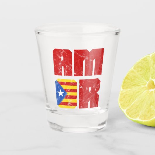 Amor Catalan Love, Catalaans Independence Flag Shot Glas (Voorkant)